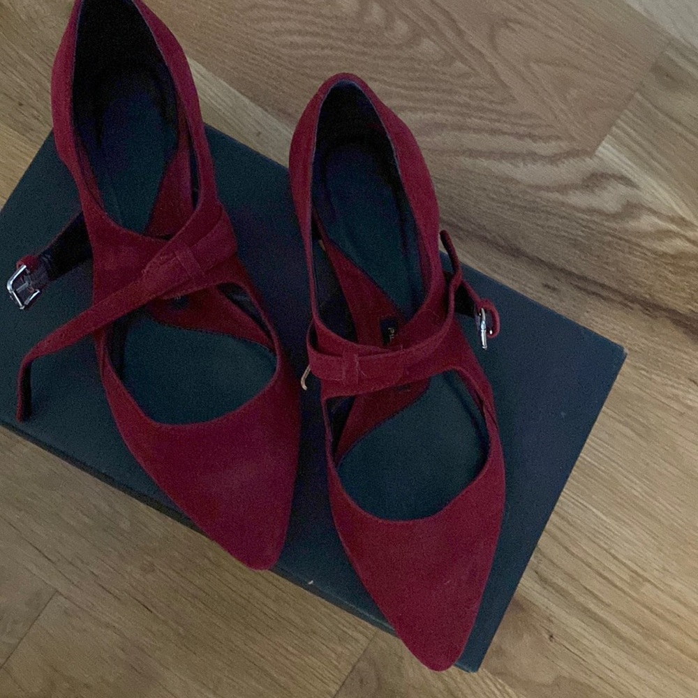 Pied Juste Raspberry Red Suede Flats - image 1